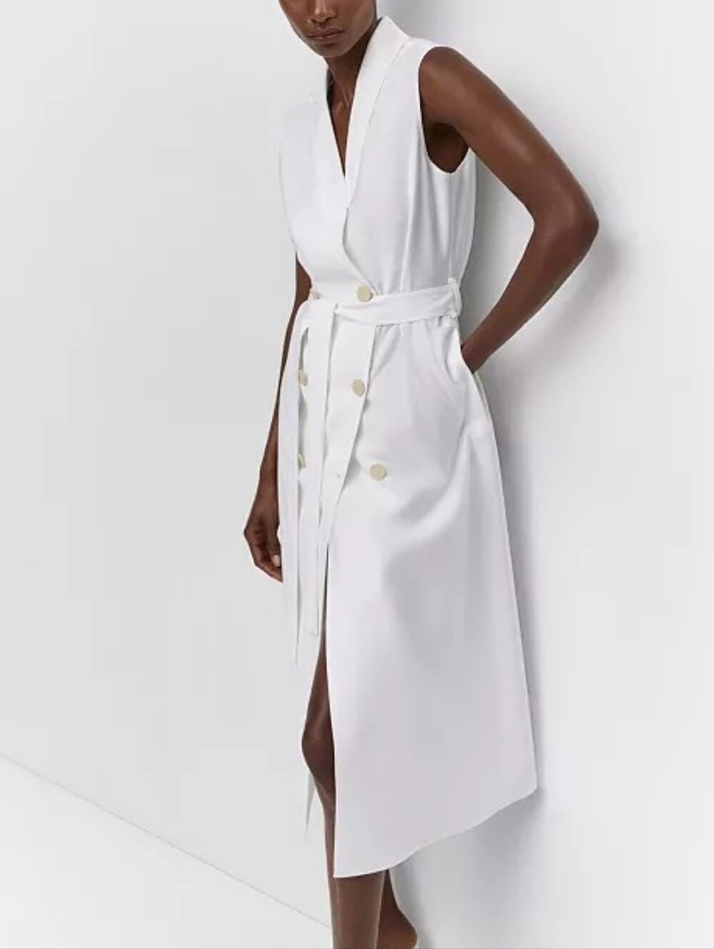 💘🌴🥥 NWT Mango Chic Double-Breasted Midi Blazer Dress with Tie Belt S - Picture 8 of 11